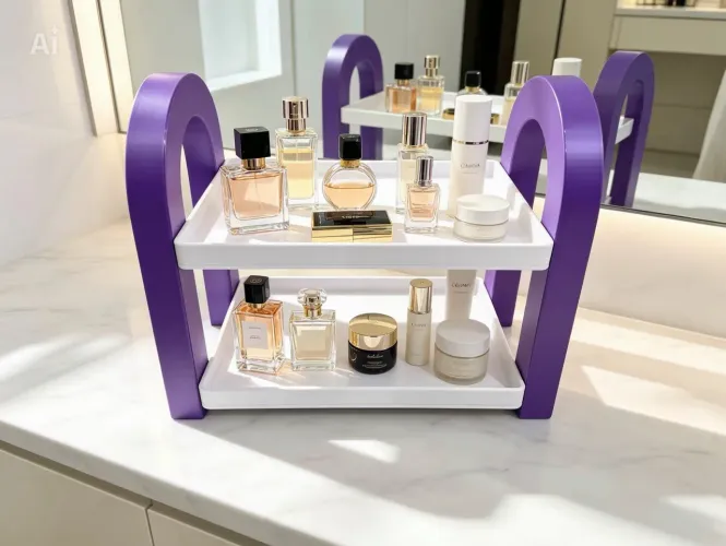 Organizador de Maquiagem e Perfumes 2 Andares Decorativo | Porta Cosméticos Moderno