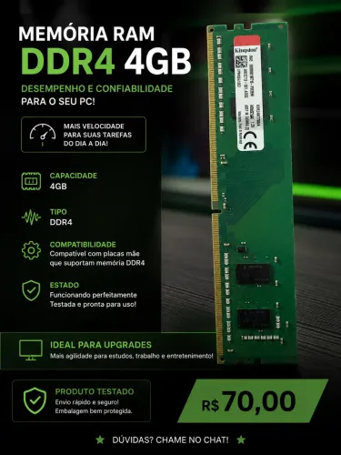 Memória 4gb DDR4 Kingston - Desktop/PC