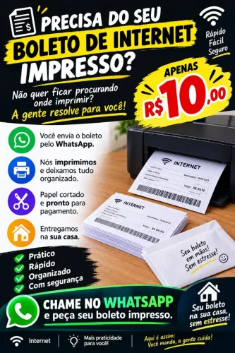 Impressão e entrega de boleto de internet - R$ 10