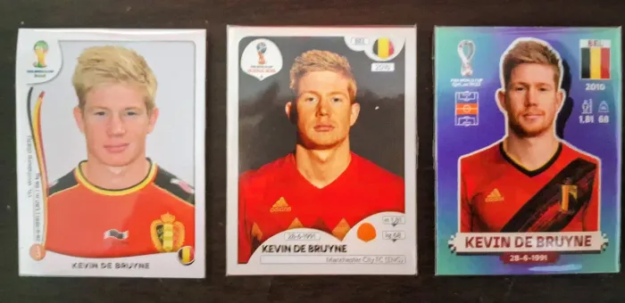 Trio Figurinhas craques - Kevin de Bruyne -Panini Copas 2014, 2018 e 2022 | Original