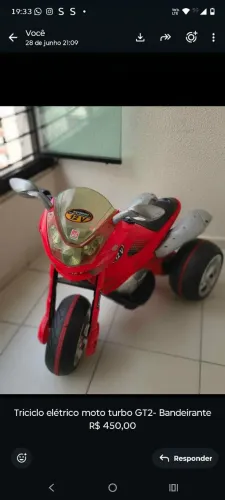 Triciclo elétrico moto turbo GT2 Bandeirante