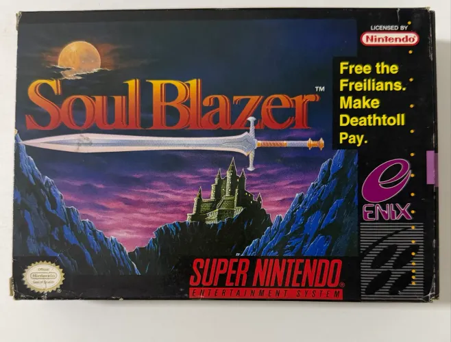 Jogo Soul Blazer Super Nintendo Snes Original Americano CIB (Com Caixa)