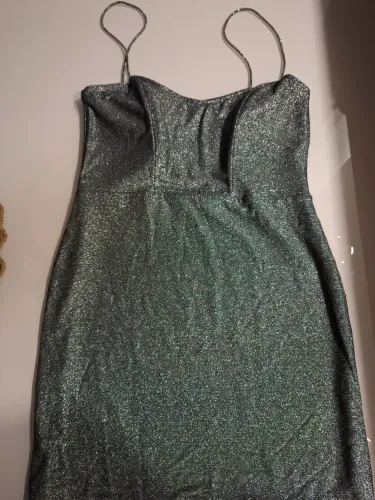Vestido curto metaluzado
