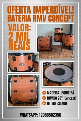 Bateria rmv concept bumbo 22 jequitibá