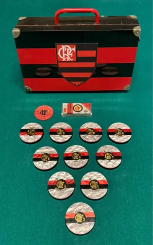 Time futebol botão Flamengo com maleta