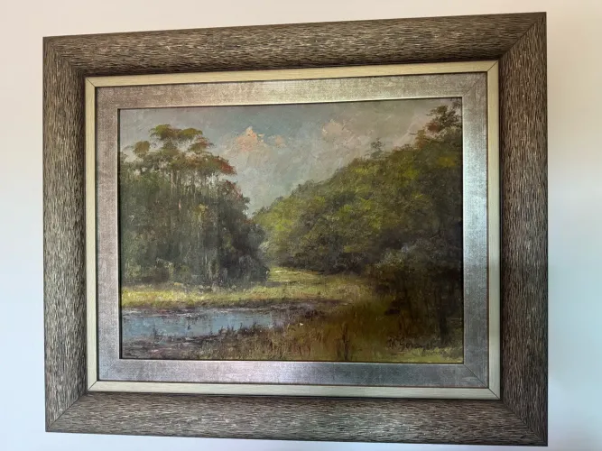 Pintura a óleo com moldura