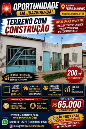 Terreno à venda com construção.