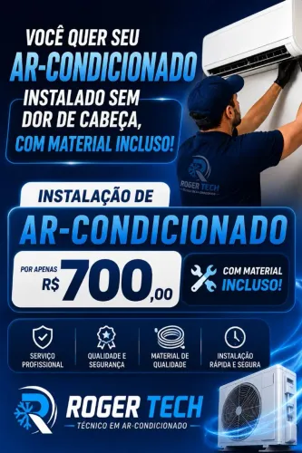 Instalação de ar condicionado, com material incluso 