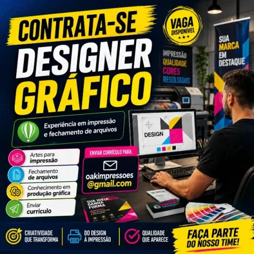 Contrata-se Designer Gráfico com experiência em CorelDraw, photoshop e afins