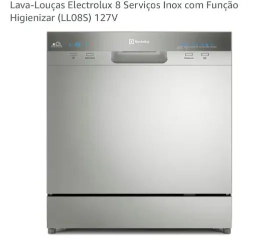 Lava-Louça Electrolux 8 Serviços Inox com Programa Lava e Seca 50` (LS08E) - 220V