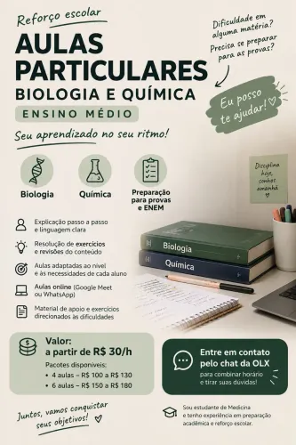 Aula Particular Biologia e Química Ensino Médio Online
