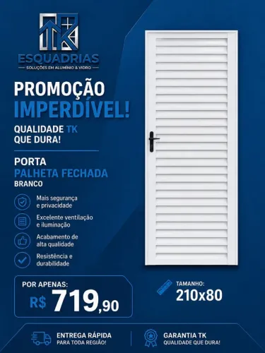 Porta de giro palheta branco - 210x80