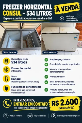 Freezer horizontal cônsul 534L
