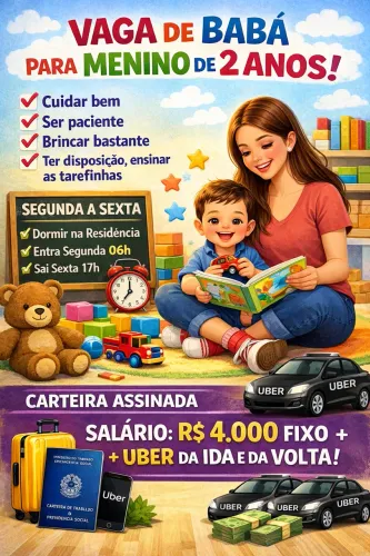 Vaga de babá para início imediato