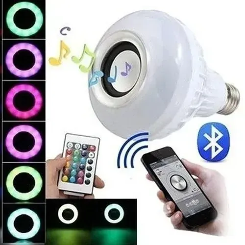 Lampada Musical Bulb Led Colorida RGB E Caixa De Som Via Bluetooth Com Controle Remoto