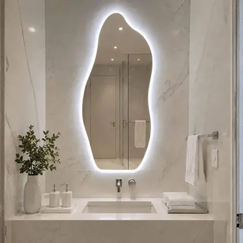 Espelho Orgânico Com Led Branco Frio 90x40