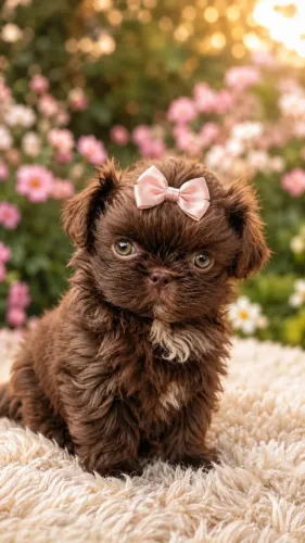 Fêmea e macho shih-tzu focinho extremados perfeitos/ linhagem chocolate / com contrato