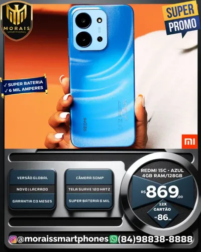 Xiaomi Redmi 15c - 128GB | 4GB RAM - Novo | Lacrado | Pronta Entrega