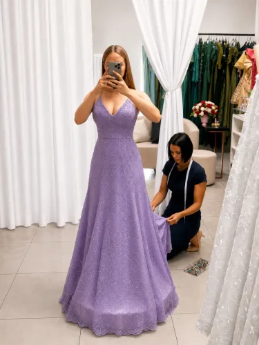 Vestido de festa lavanda 2 em 1