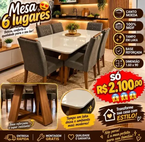 Jogo de jantar 6 lugares
