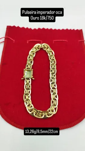 Pulseira grande ossa modelo imperador oca... Ouro 18k/750