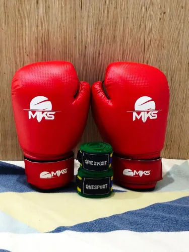 Kit Muay Thai / Boxe: Luvas MKS 12oz + Par de Bandagens One Sport + Bag<br>