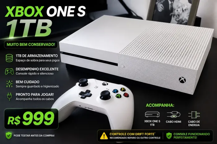 ? Xbox One S + Controle | R$ 999 - Ótimo Custo-Benefício ?