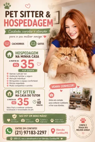 Hospedagem para Cães e Gatos R$ 30 Curitiba