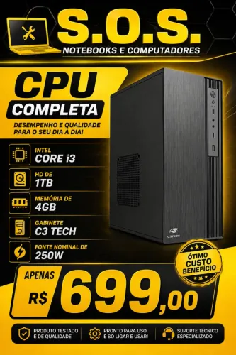 Cpu completa intel core i3, hd de 1tb