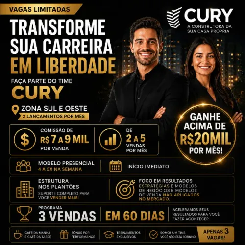 Corretor de imóveis - Ganhos acima de 7mil mês
