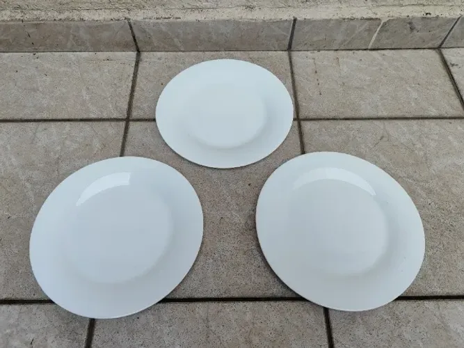 Jogo 6 Pratos Rasos Grandes 25cm Opal Branco Cok Elba Micro Ondas