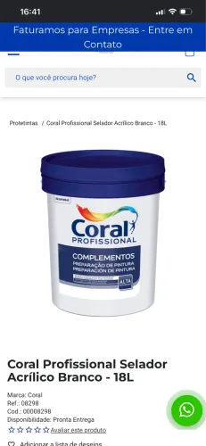 Coral Profissional Selador Acrílico Branco - 18L