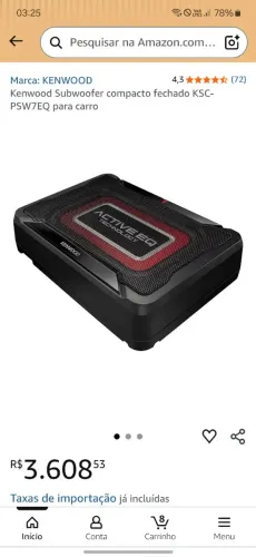 Subwoofer Compacto Ativo Kenwood KSC-SW12EQ.