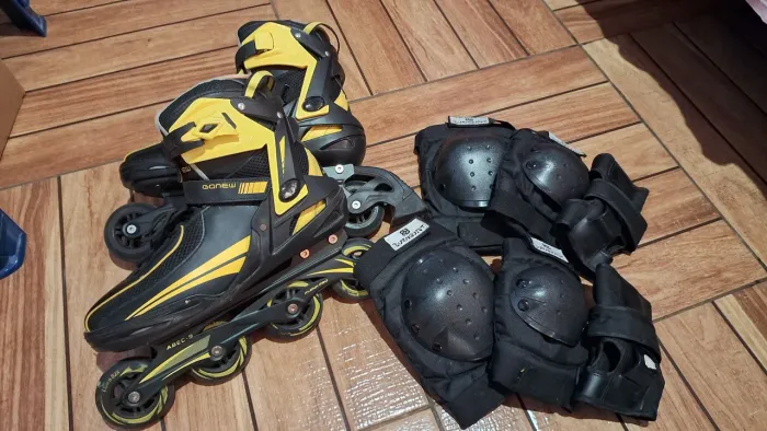 Patins usado original da Gonew t.45 com proteção inclusa da Burnquist