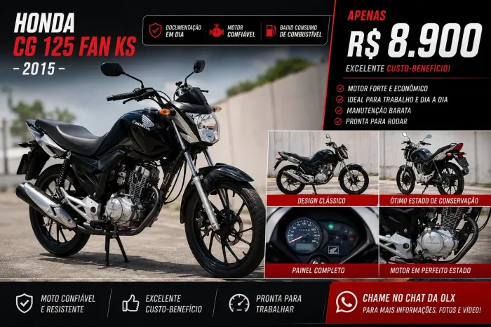 Honda CG 125 Fan KS 2015 | Excelente Estado | R$ 8.900