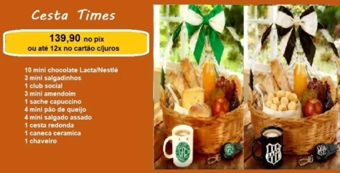 Cesta de Café da Manhã com tema de times de futebol 