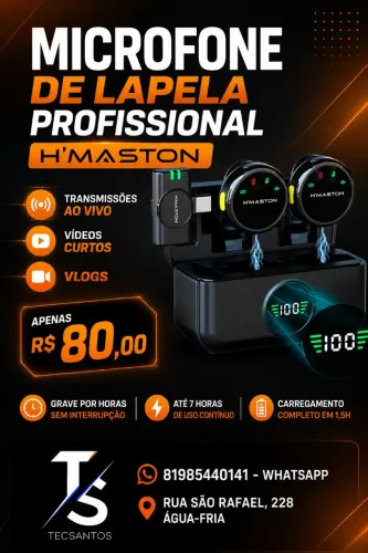 Microfone de Lapela Profissional H'maston