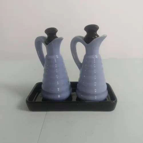 RARIDADE ANOS 60 Conjunto Mid-Century em Cerâmica Lilás & Black nunca usado!