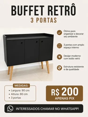 Aparador Wood Prime com 3 portas