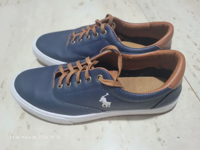 TÊNIS CASUAL MASCULINO AZUL MARINHO TAMANHO 41 - PRATICAMENTE NOVO