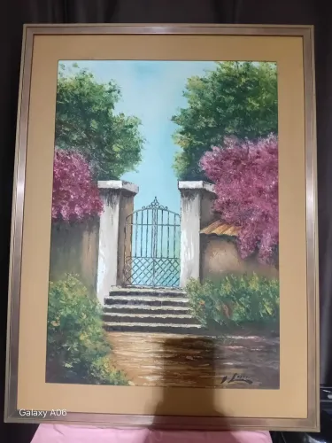 Quadro antigo paisagem de decoração