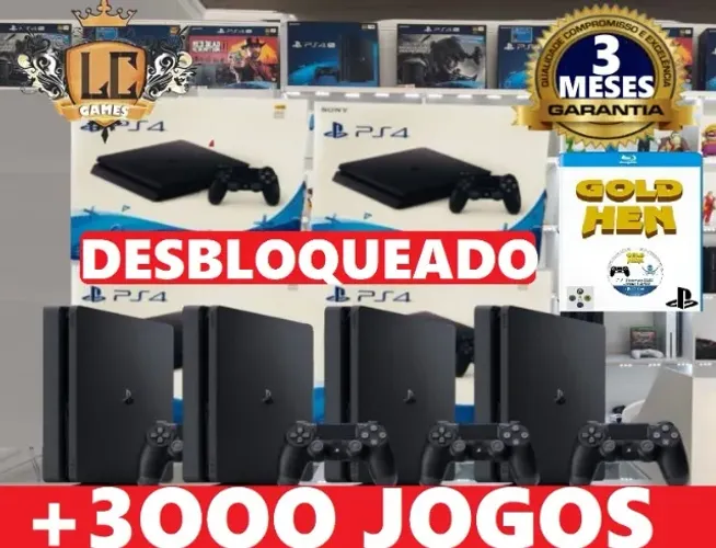 PS4 SLIM DESBLOQUEADO COM 3OOO JOGOS e GARANTIA O3 MES ( LOJA FISICA )