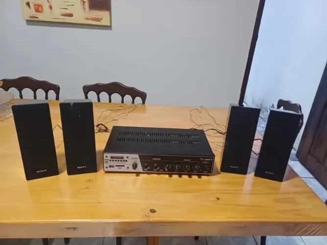kit som ambiente - amp frahm slim 3000 e 4 caixas sony