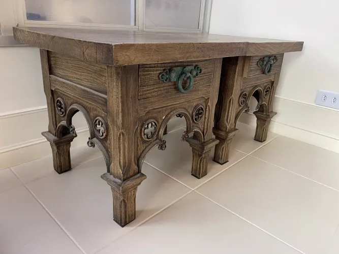 Mesa lateral com gaveta estilo fazenda 