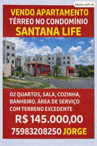 VENDO APARTAMENTO NO TÉRREO CONDOMÍNIO SANTA LIFE