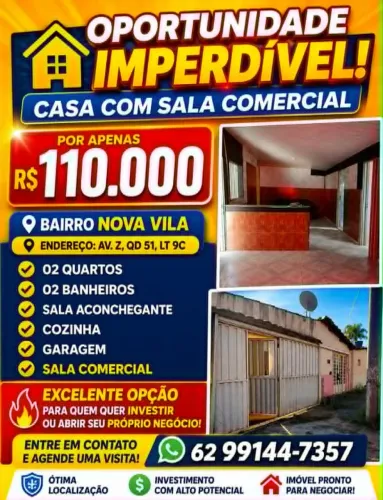 CASA EM CALDAS NOVAS 2 QUARTOS 2 BANHEIROS SALA PRA COMERCIO