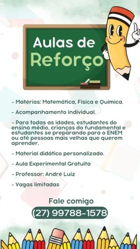 Aulas de Reforço de Matemática, Física e Química! - Leia o Anúncio com atenção!