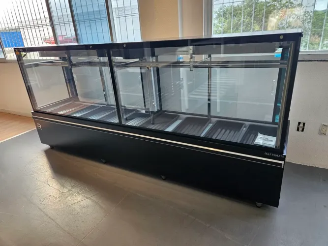 balcão expositor de carnes 3 metros gancheira com ar forçado - novo