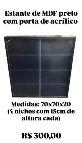 Estante expositor em MDF preto