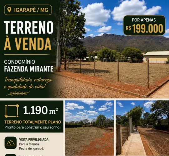 TERRENO À VENDA - CONDOMÍNIO FAZENDA MIRANTE | IGARAPÉ/MG